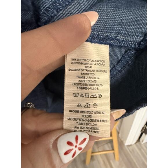 Free People Dress Womens Medium Blue Belted Long Sleeve Denim Mini Zip Back - Picture 6 of 8